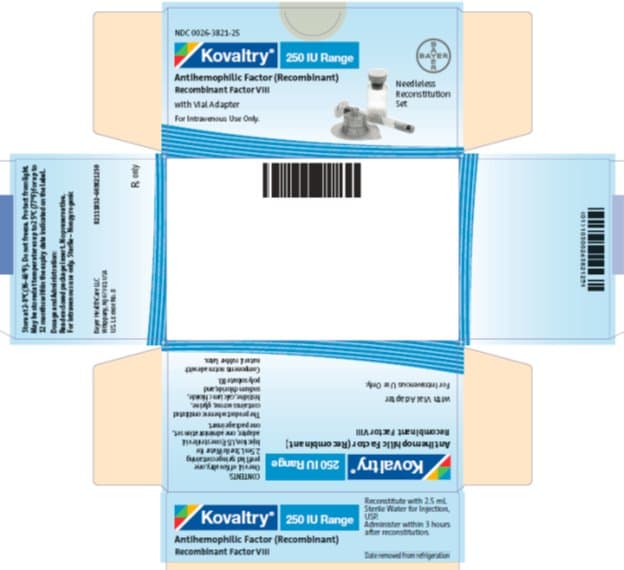 Kovaltry 250 j.m. Proszek i rozpuszczalnik do sporządzania roztworu do wstrzykiwań (Octocogum alfa. Czynnik VIII krzepnięcia krwi ludzki rekombinowany) — reference image