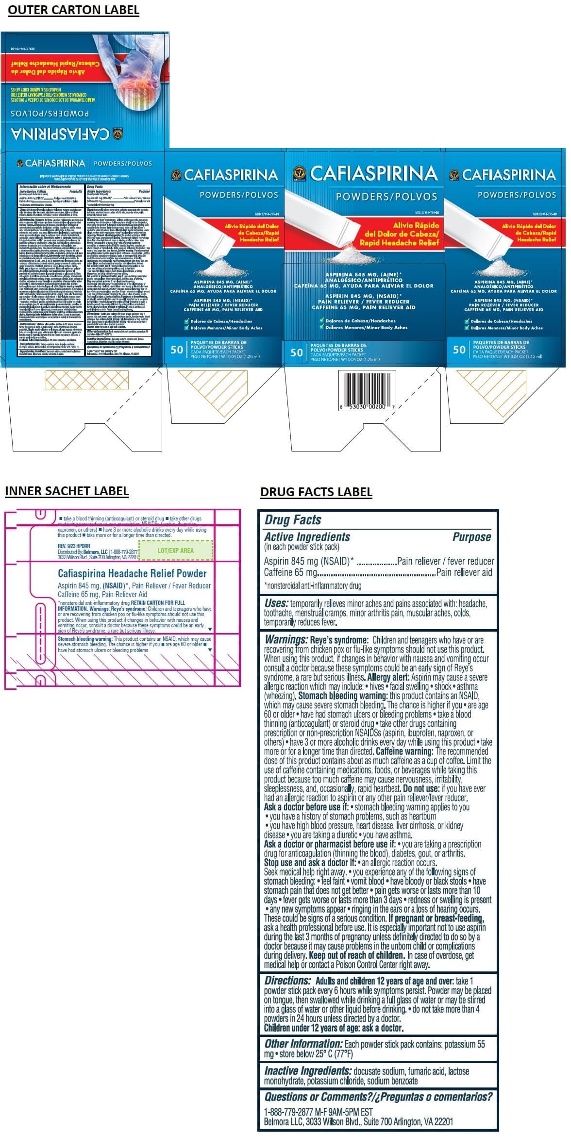 Guide des médicaments 500 mg/50 mg COMPRIMIDO (CAFEINA ANHIDRA, ACETILSALICILICO ACIDO) — reference image