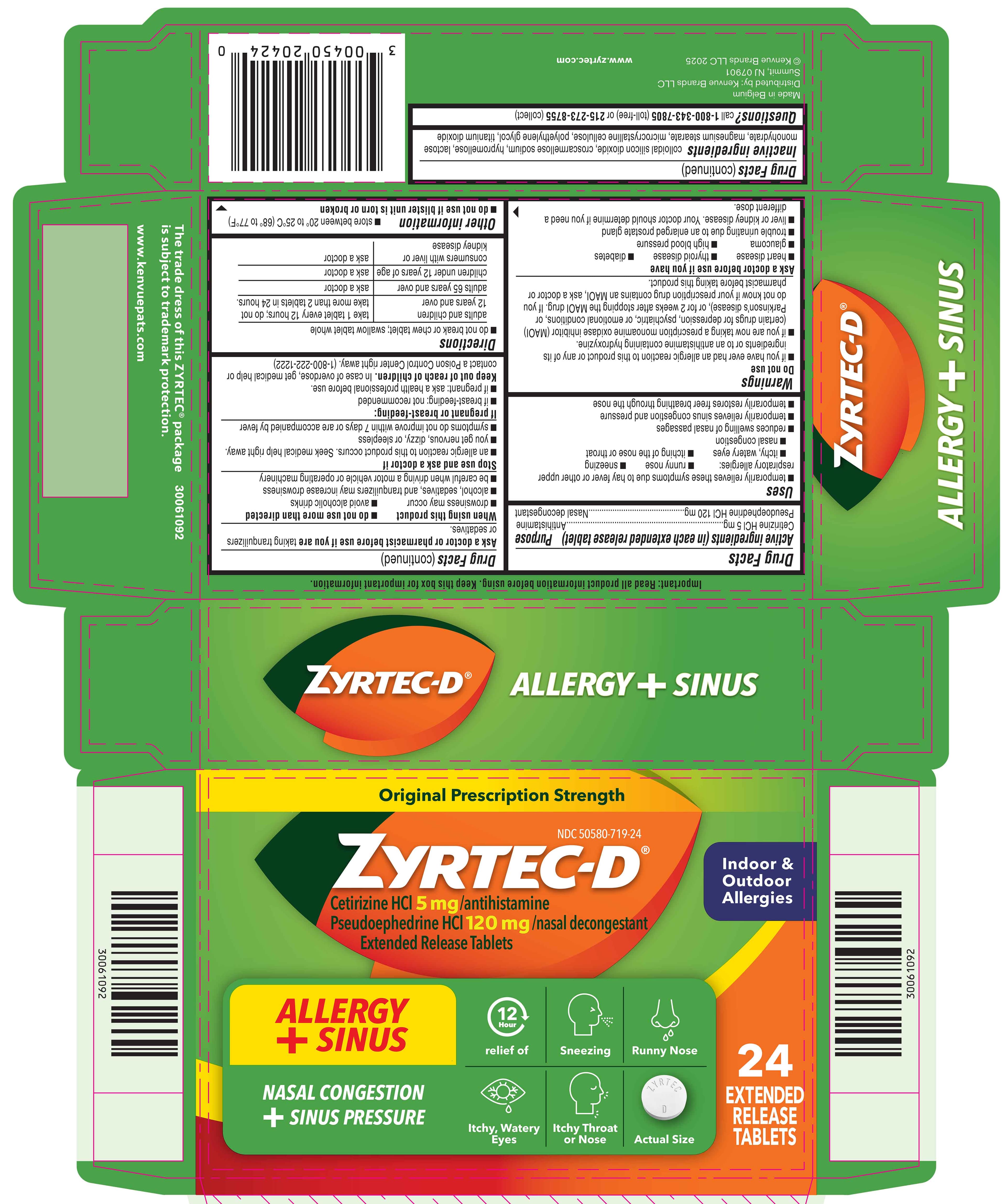 Zyrtec-D таблетки с удължено освобождаване (Pseudoephedrine, combination) — reference image