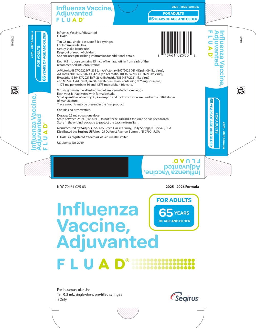 Fluad 1 dawka (0,5 ml) Zawiesina do wstrzykiwań w ampułko-strzykawce (Szczepionka przeciw grypie (antygen powierzchniowy), inaktywowana) — reference image